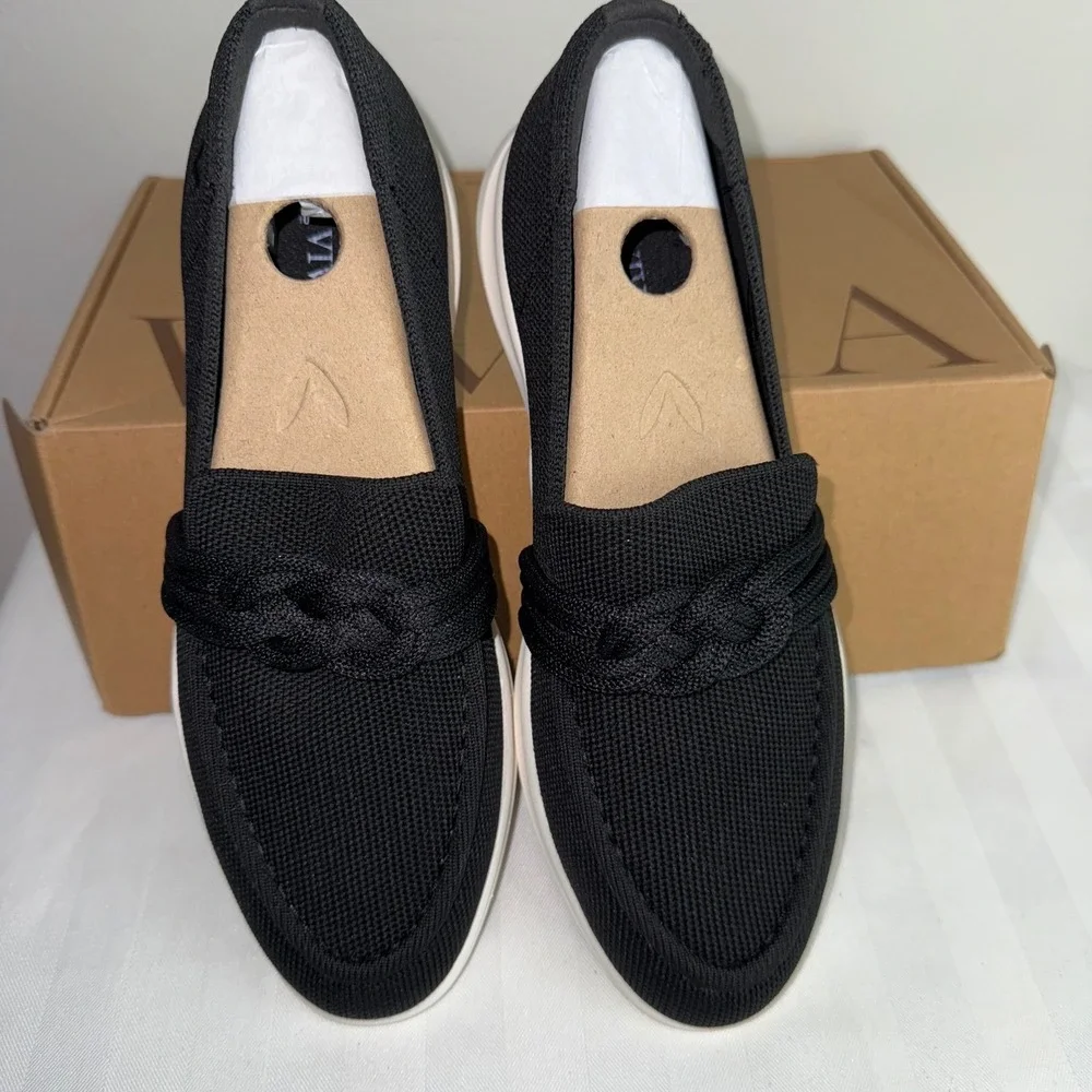 VIVAIA Loafers Knit Shoes Black Water Repellent Walker Pro Size US 8 EU 39‎